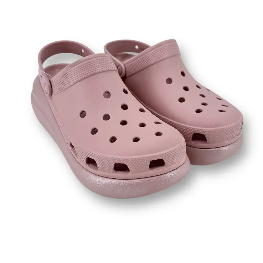 Crocs Classic Crush Shimmer Clogs Clay Pink Mens Size 12 Chunky Platform